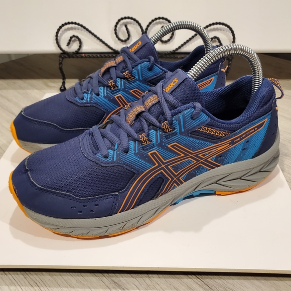 ASICS Womens PreVenture 9 Blue and Orange Running Shoes Size 6 - Picture 1 of 12
